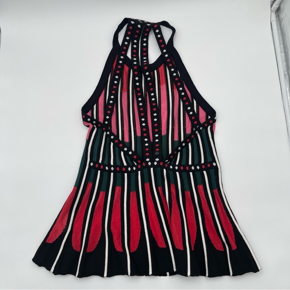 M by Missoni Women’s Sz 46 US 10 Petal Intarsia Knit Striped Halter Top Peplum - Picture 8 of 15